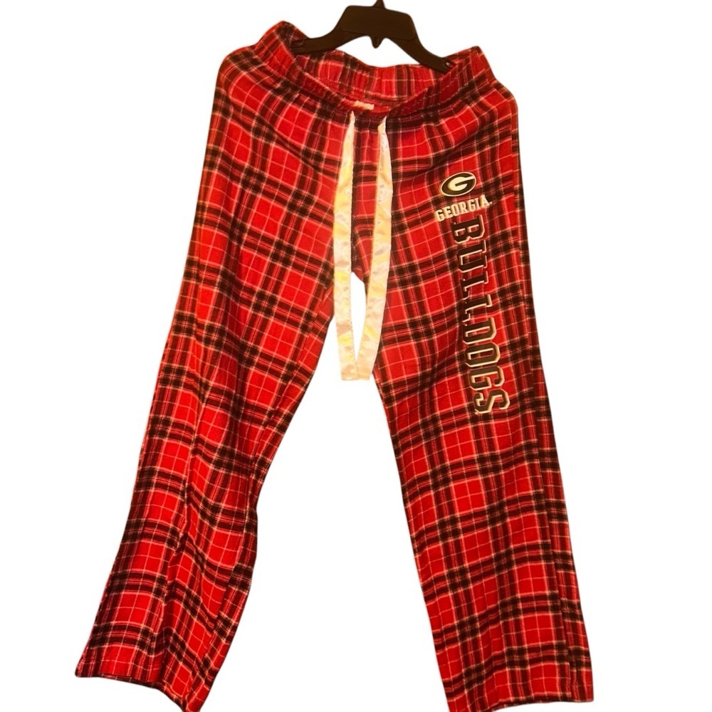 Ladies Georgia Bulldogs red flannel plaid pajama lounge pants size Small